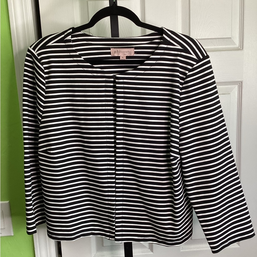 Philosophy Black White Striped Jacket, size XL